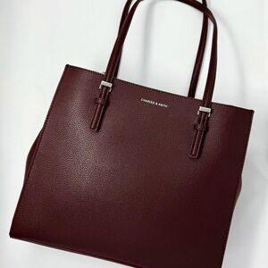 Brand New Charles & Keith Sansa Tote - Plum - with Dust Cover
